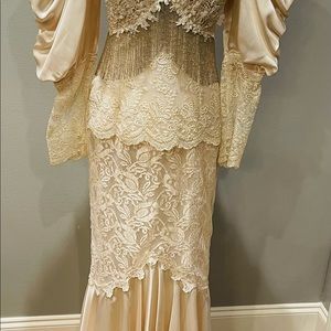 Vintage lace and beaded wedding dress